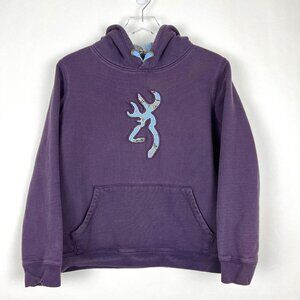 Browning Sweatshirt Juniors L Purple Front Deer Logo Hoodie Outdoors Hiking